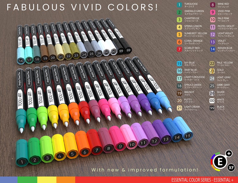 TOOLI-ART Acrylic Paint Pens Assorted Vibrant Markers for Rock Painting, Canvas, Glass, Mugs, Wood, Fabric, Metal, Ceramics. Non Toxic, Quick Dry, Multi-Surface, Lightfast (EXTRA FINE) - Image 5